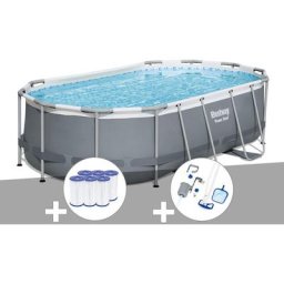 Bestway - Kit piscine tubulaire Power Steel ovale 4,27 x 2,50 x 1,00 m + 6 cartouches de filtration