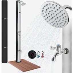 Douche solaire 40 l 220cm incl.Capot de protection avec thermomètre intégré pommeau de douche rond
