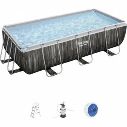 Bestway - Kit Piscine hors sol tubulaire Power Steel™ - 404 x 201 x 100 cm - Rectangulaire (Filtre