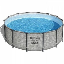 Bestway - Piscine tubulaire Power Steel Stone ronde 4,27 x 1,22 m - Gris