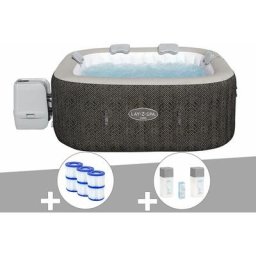 Bestway - Kit spa gonflable Lay-Z-Spa Cabo carré Hydrojet 4/6 places + 6 filtres + Kit de