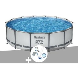 Bestway - Kit piscine tubulaire Steel Pro Max ronde 4,27 x 1,07 m + Kit d'entretien - Blanc