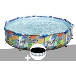 Bestway - Kit piscine tubulaire Steel Pro ronde 3,05 x 0,66 m + Bâche de protection