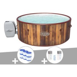 Bestway - Kit spa gonflable Lay-Z-Spa Helsinki rond Airjet 5/7 places + 6 filtres + Kit de