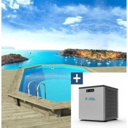 Piscine bois Bahia - 4.86 x 3.36 x 1.30 m + Mini Pompe à chaleur - Puissance 3.5 Kw