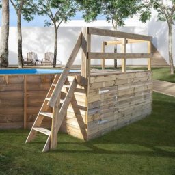 Plateforme en bois pour piscines - Mesures : 264cm x 182cm x H.133cm