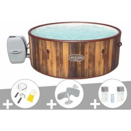 Bestway - Kit spa gonflable Lay-Z-Spa Helsinki rond Airjet 5/7 places + Kit de nettoyage + 2