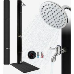 Douche Solaire 35 l INCL.Capot de Protection et Plaque de Sol Anthracite avec thermomètre intégré &