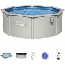 Bestway - Piscine en acier hors sol hydrium Torrens . ronde blanche avec filtre à sable. tapis de