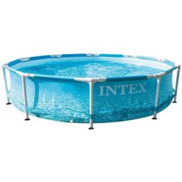 Intex - Metal Frame - Piscine - 305x76 cm - Ronde - Piscine intérieure - Impression à l'eau - Bleu