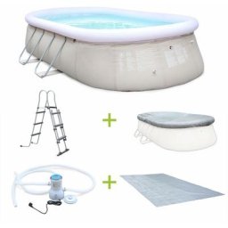 Bestway - Kit piscine géante complet - Onyx grise - autoportante ovale 5.4x3m avec pompe de