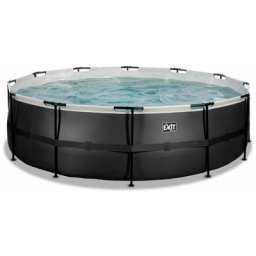 Piscine exit Black Leather ø488x122cm avec pompe filtrante à sable - noir - Noir