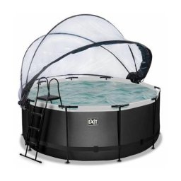 Piscine exit Black Leather ø360x122cm avec pompe filtrante à sable et dôme - noir - Noir
