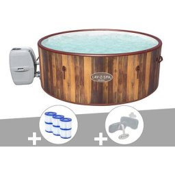 Kit spa gonflable Bestway Lay-Z-Spa Helsinki rond Airjet 5/7 places + 6 filtres + 2 appuis-tête
