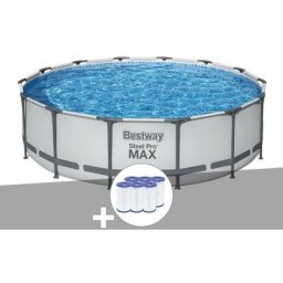 Bestway - Kit piscine tubulaire Steel Pro Max ronde 4,27 x 1,07 m + 6 cartouches de filtration