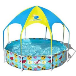 Bestway - Piscine tubulaire hors sol Tana avec parasol et brumisateur intégré, ronde Ø244x51cm