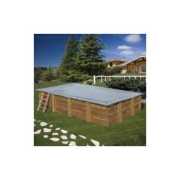 Bâche hiver pour piscine bois rectangulaire mint de dimensions extérieures 10,10m x 4,18m