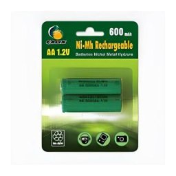 Lot de 2 piles rechargeables Ni-Mh LR06/AA - 1,2 Volts - 600 mAh - Galix