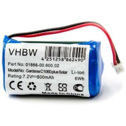 Li-Ion Batterie 800mAh (7.4V) pour programmateur d´arrosage Gardena C1060 plus Solar - Vhbw