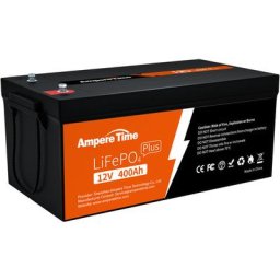 Batterie LiFePO4 12V 400Ah lithium avec 250A bms intégrés 5,12kWh Cycle de 4000+, parfait pour le
