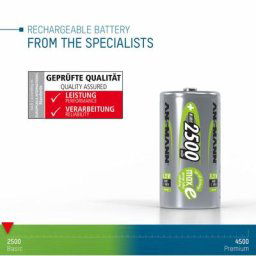Ansmann Piles rechargeables c NiMH 2500 mAh 1,2V (lot de 2)
