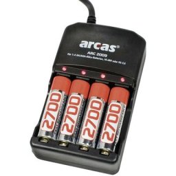 Chargeur de piles rondes NiCd, NiMH avec accus Arcas ARC-2009