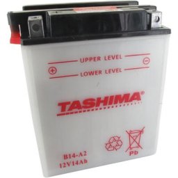 Batterie plomb tashima renforcée 12V, 14A. l: 134, l: 89, h: 166mm, + à gauche pour autoportée,