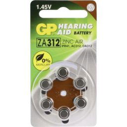 GPZA312 / PR41 Pile bouton za 312 zinc-air 170 mAh 1.4 v 6 pc(s) - Gp Batteries