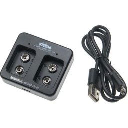 Chargeur de piles 2 slots pour batteries, piles domestiques Ni-Cd, NiMH, Li-ion (piles bloc 9V)
