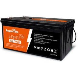 Amperetime - Batterie LiFePO4 12V 200Ah plus au Lithium bms 200A Intégré Puissance Max. 2560W