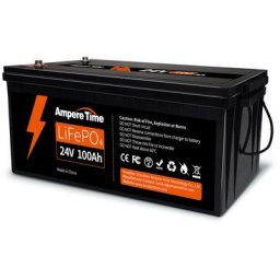 Batterie LiFePO4 24V 100Ah Batterie Lithium à Cycle Profond, bms 100A Intégré, 4000+ Cycles,