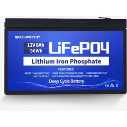 Batterie au lithium 12V 8Ah LiFePO4 rechargeable avec cycle profond de plus de 3000 fois et