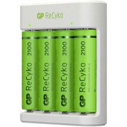 GP Batteries E411 + 4x ReCyko+ Mignon Chargeur de piles rondes NiMH LR03 (AAA), LR6 (AA)