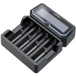 X4 Chargeur de piles rondes Li-ion, NiCd, NiMH 12650, 13500, 13650, 14500, 14650, 16340, 16650,
