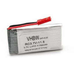 Batterie Li-Ion 1150mAh (3.7V) pour hélicoptère modèle rc jst syp - Vhbw