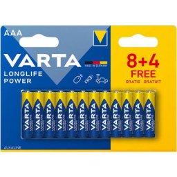 S.of. pile alcaline Varta longlife power aaa - lr03 (emballage 8+4 unit) ø10,5x44,5mm