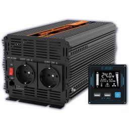 Edecoa - convertisseur 24v 220v Camion Pur Sinus 1500w onduleur télécommande 2X usb écran pour