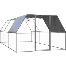 Enclos Poulailler extérieur - Parc enclos pour animaux Cage à poules 3x6x2 m Acier galvanisé