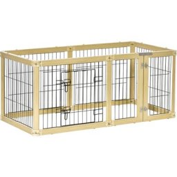 Parc enclos modulable pliable pour animaux 6 panneaux avec porte verrouillable dim. panneau 70L x