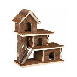 Maison avec tunnel et échelle en bois pour petits rongeurs Tammo Trixie 25 x 30 x 12 cm