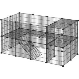 Enclos modulable pour Petits Animaux, Cage intérieur, 2 Niveaux, Maillet en Caoutchouc Offert,