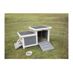 Habitat Natura - 70 x 43 x 45 cm - Avec deux entrées - Blanc et gris - Pour lapin - Trixie