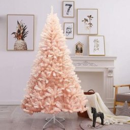 COSTWAY Arbre de Noël Artificiel 180 cm Rose Aiguilles en PVC 617 Branches Support Métallique