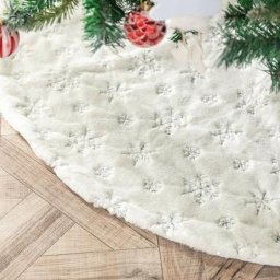 Jupe de sapin de Noël de 36 Pouces/90 cm, forme ronde, Flocons de neige argent à paillettes, pour