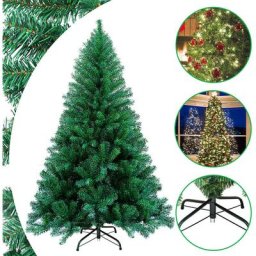 Sapin de Noël Décoration de Noël Sapin artificiel avec support Artificiel Matériau pvc Vert 150cm