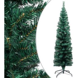 Sapin de Noël artificiel mince avec support Vert 150 cm pvc Vidaxl n/a