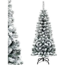 Sapin de Noël Artificiel à Flocons de Neige 140CM avec Aiguilles en pvc Support Métal Pliable