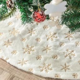 Jupe de sapin de Noël de 36 Pouces/90 cm, forme ronde, Flocons de neige Doré à paillettes, pour