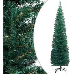 Sapin de Noël artificiel mince avec support Vert 240 cm pvc Vidaxl n/a