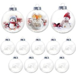 Boule Transparente Plastique, 12 pièces Boules de Sapin de Noël Bricolage remplissables en